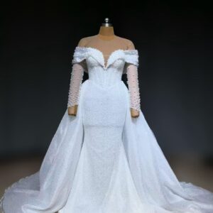(Rental) Perle, Two in one pearl detailed wedding gown