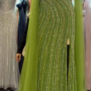 fully beaded green mermaid evening dress