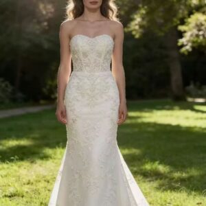 (Rental) Talia, boob-tube shimmer lace detailed mermaid wedding dress