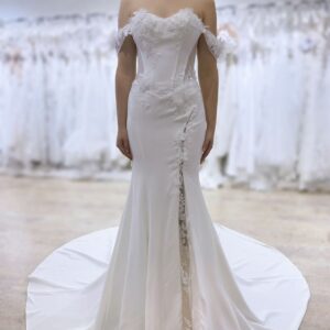 Sabrina, crepe with lace detail mermaid wedding dress
