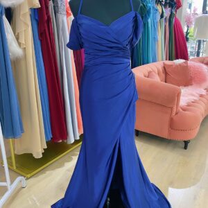 Satin bridesmaid evening dress.