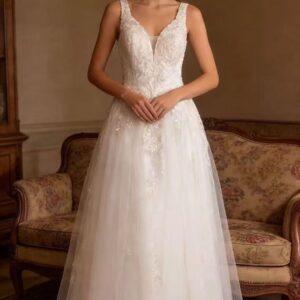 Britney , shimmer lace detailed A-line wedding dress
