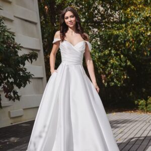 Gina ,satin off the shoulder A-line wedding dress