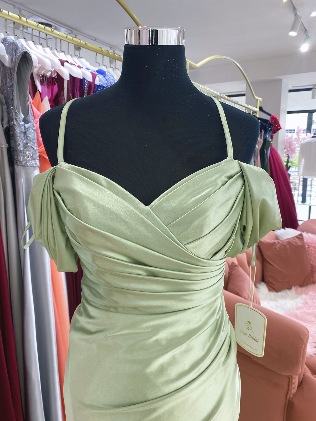 Satin bridesmaid evening dress. - Image 3
