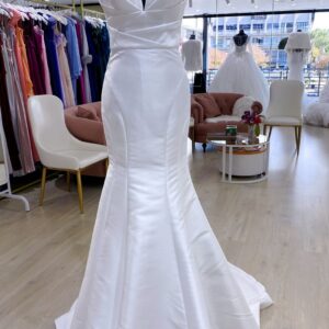 (Rental) Olivia, plain satin boob-tube mermaid wedding dress