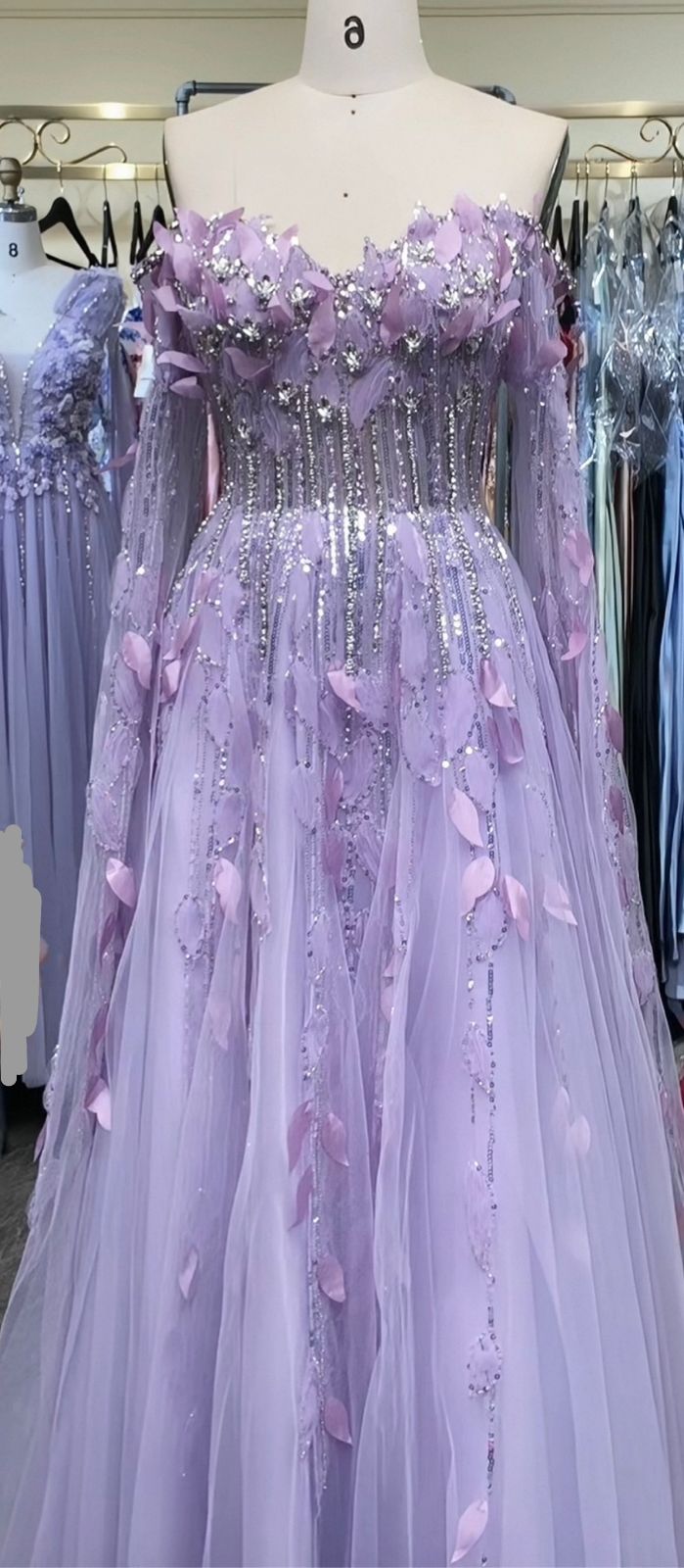 lilac A-line evening dress