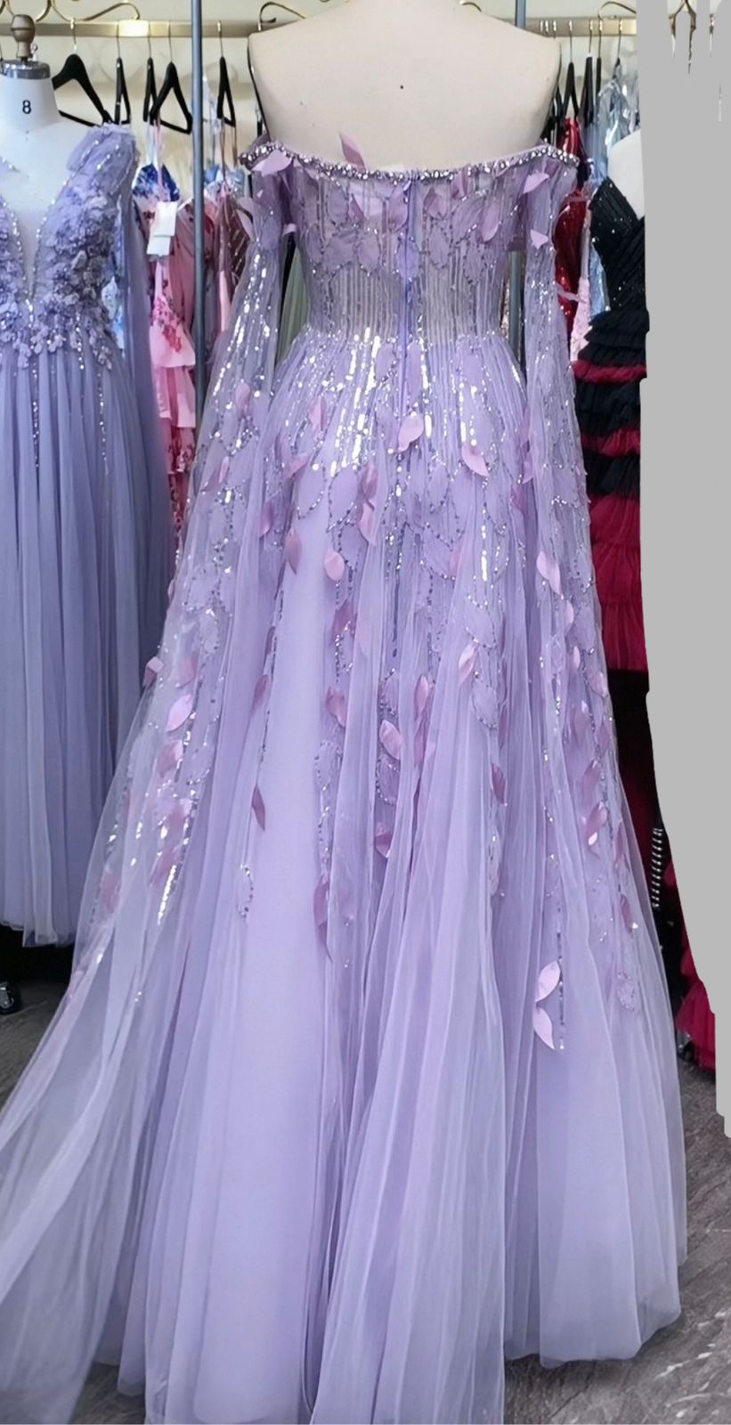 lilac A-line evening dress - Image 4