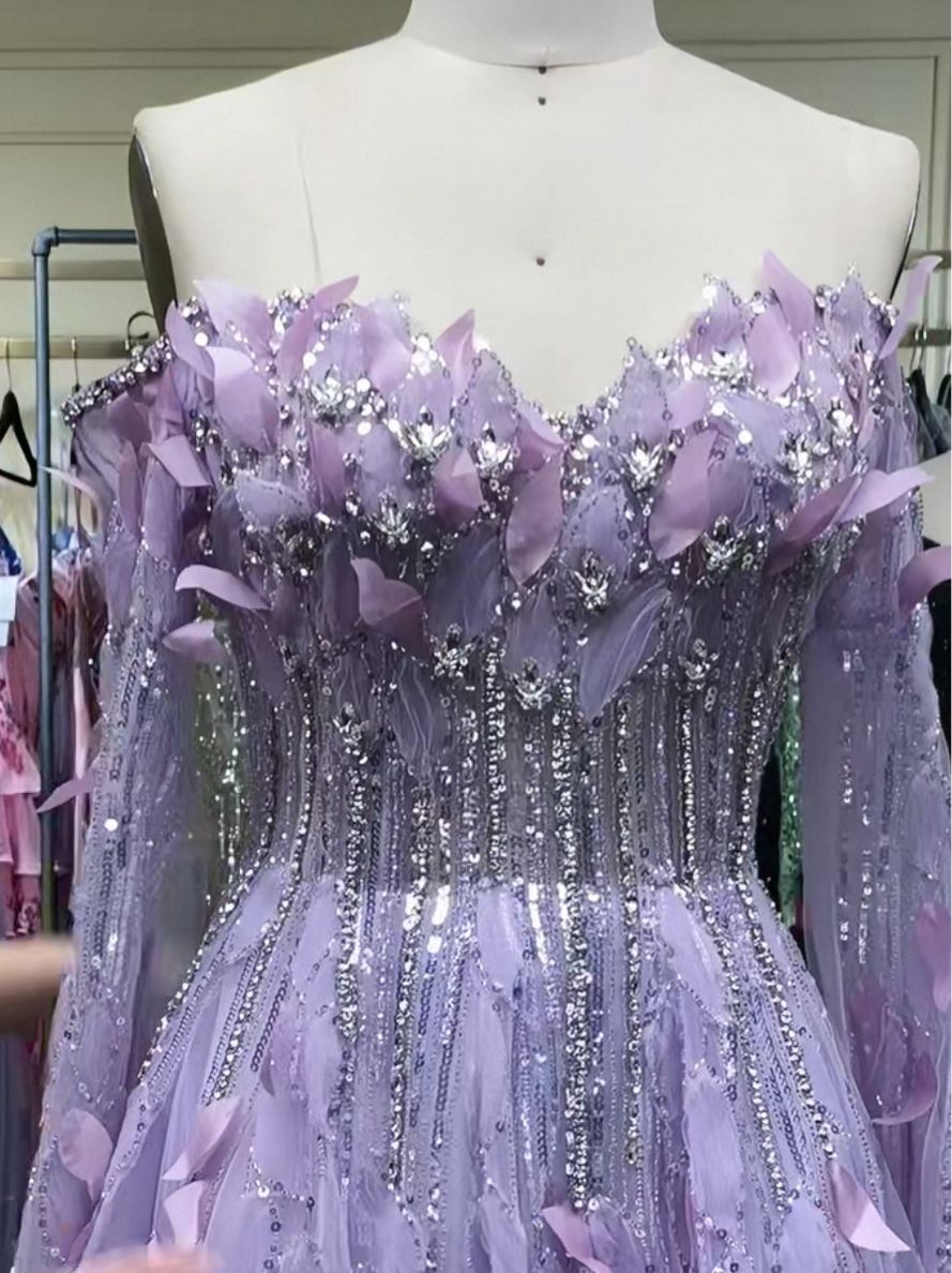 lilac A-line evening dress - Image 3