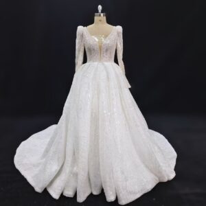 (Rental) Bianca, long sleeve sparkling ballgown wedding dress