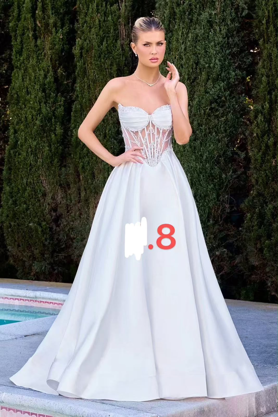 Satin corset boob-tube bodice A-line evening dress - Image 5