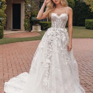 (Rental) Rapunzel, tulle with flower detail ballgown wedding dress