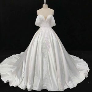 (Rental) Francesca, Satin ballgown with lace detail wedding dress